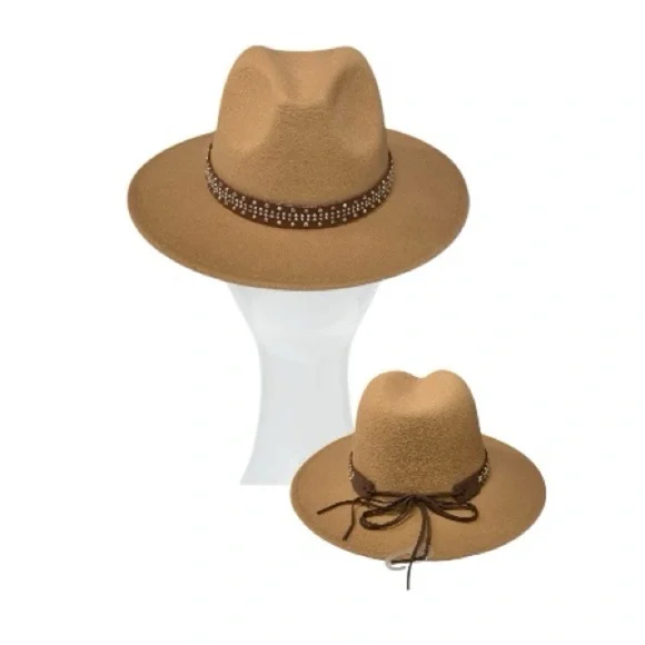 Felt Fedora Embellishment Studded Band Hat - Picture 13 of 14